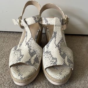 Cole Haan wedge sandals. Snake print size 8.5